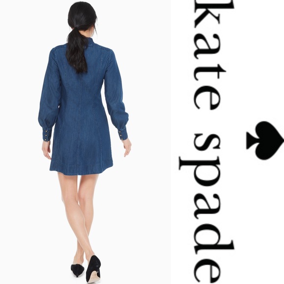 Kate Spade tie-neck denim dress - Picture 2 of 6